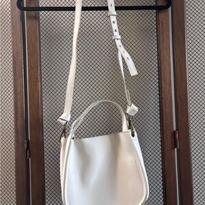 Madewell White Leather Crossbody Bag with Gold Hardware
